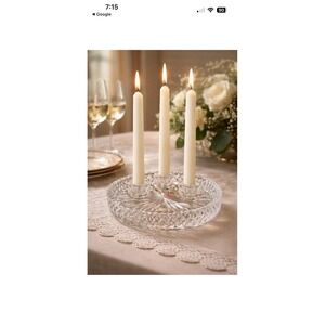 Princess House 24% Lead Crystal 3-Lite Taper Candle Holder Vintage w/ Insert